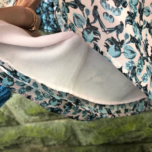 TopShop Floral Colorblock Bell Long Sleeve Mock Neck Romper Playsuit 2 - Picture 6 of 11